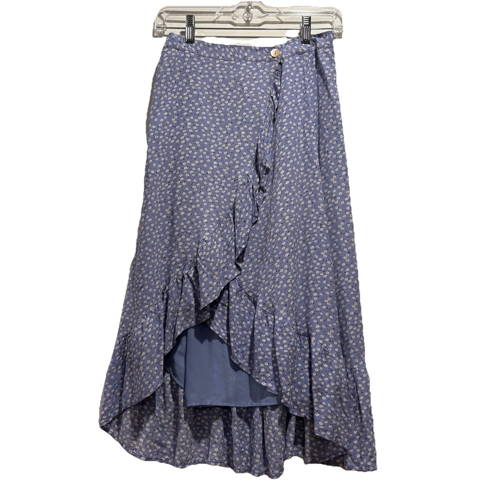 Rails Nova Sky Blue Daisies Wrap Skirt Midi Women's Size Medium